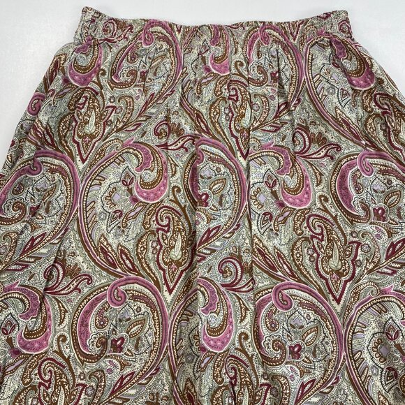 220 Hickory Womens A-Line Maxi Skirt Paisley Floral Print Pink Brown Size M - Picture 6 of 11